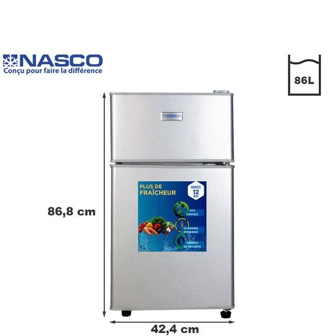 Nasco Réfrigérateur Double Portes - Nasf2 - 110fl - 86 Litres - Garantie 06 Mois